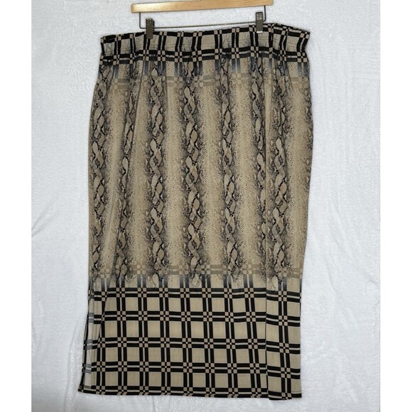 Mlle Gabrielle Tan Black Print Travel Knit Skirt Women's Size 3x Business Casual - Picture 12 of 15